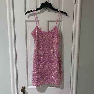 Lucy in the Sky Pink Sparkly Sequin Iridescent Bodycon Mini Dress